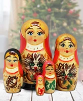 Designocracy Kitty Matreshka Hand painted Nested Doll Set of 5 by G.DeBrekht