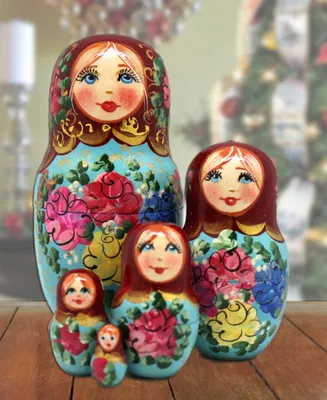 Designocracy Floral Matreshka Hand painted Nested Doll Set of 5 by G.DeBrekht