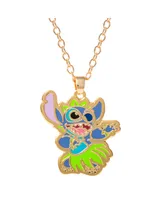 Disney Lilo & Stitch Flash Gold Plated Necklace with Stitch Pendant - Stitch Gifts Jewelry, 16 + 2''