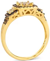 Le Vian Chocolatier Chocolate Diamond & Vanilla Diamond Square Framed Cluster Ring (1/2 ct. t.w.) in 14k Gold