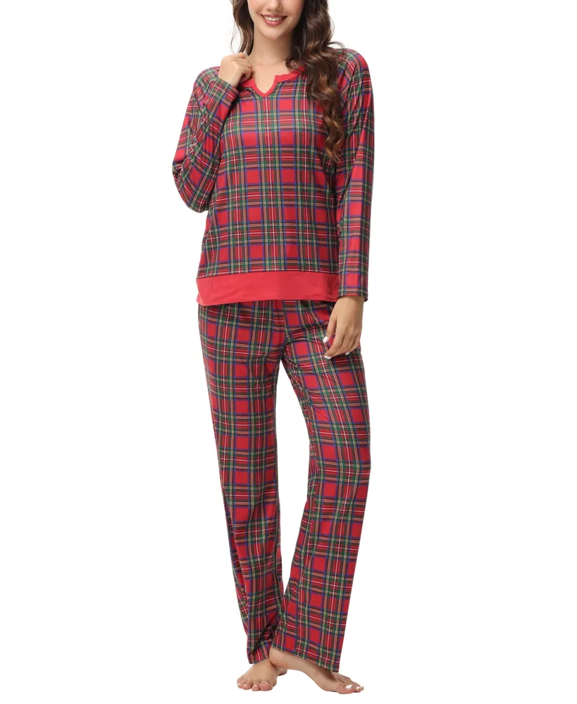 Lauren Ralph Lauren Women's Woven Notch-Collar Cotton Pajama Set - Macy's