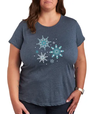 Air Waves Trendy Plus Winter Snowflakes Graphic T-shirt