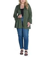 24seven Comfort Apparel Plus Size Bell Sleeve Open Cardigan Sweater