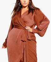 City Chic Plus Size Opulent Wrap Midi Dress