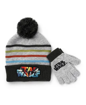 Star Wars Big Boys Character License Cold Weather Hat and Gloves Set