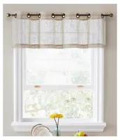 Hlc.me Abbey Faux Linen Textured Semi Sheer Privacy Light Filtering Transparent Thick Half Short Grommet Curtain Valance Topper for Small Windows