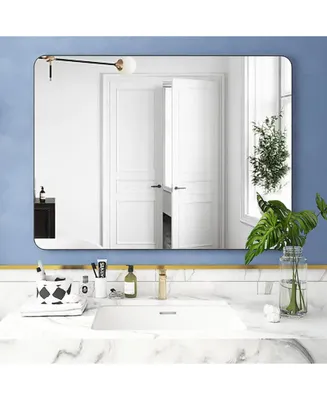 Simplie Fun 32 X 24 Inch Bathroom Mirror For Wall Vanity Mirror With Non-Rusting Aluminum Alloy