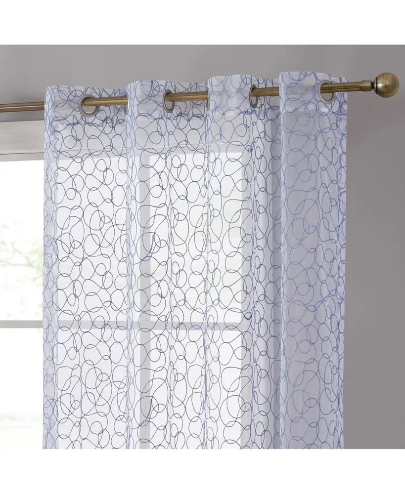 Hlc.me Audrey Embroidered Premium Soft Decorative Sheer Voile Light Filtering Grommet Window Treatment Curtain Drapery Panels for Bedroom & Living Roo