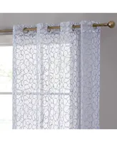 Hlc.me Audrey Embroidered Premium Soft Decorative Sheer Voile Light Filtering Grommet Window Treatment Curtain Drapery Panels for Bedroom & Living Roo