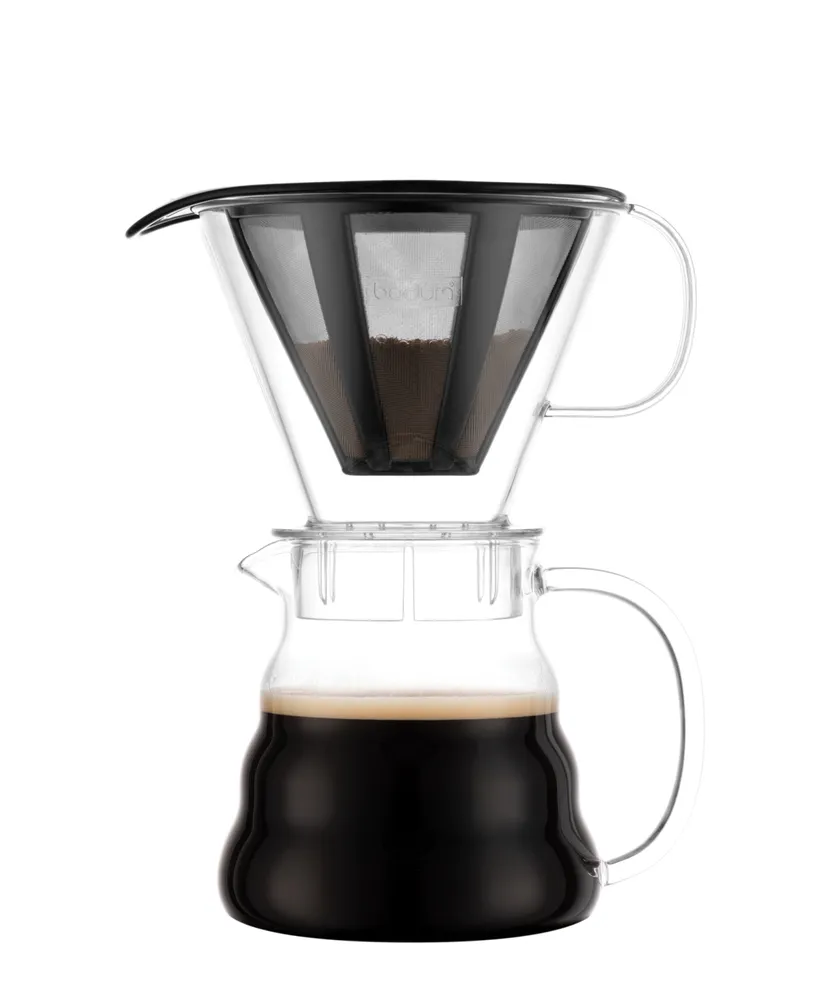 Bodum Pour Over Double Wall Glass Coffee Maker 8cup with Glass Handle Black