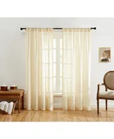 Hlc.me Linda Faux Linen Textured Semi Sheer Privacy Sun Light Filtering Transparent Window Rod Pocket Short Thick Curtains Drapery Panels for Kitchen