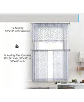 Hlc.me Audrey Embroidered Sheer Voile Window Curtain Rod Pocket Valance for Kitchen, Bedroom