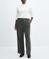 Mango Women's Elastic Waist Wideleg Pants