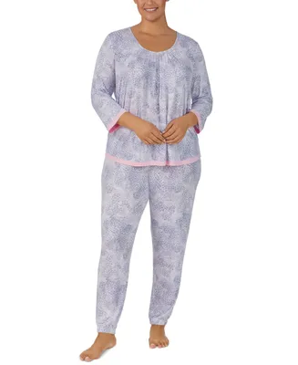 Ellen Tracy Plus Size 2-Pc. Printed Jogger Pajamas Set