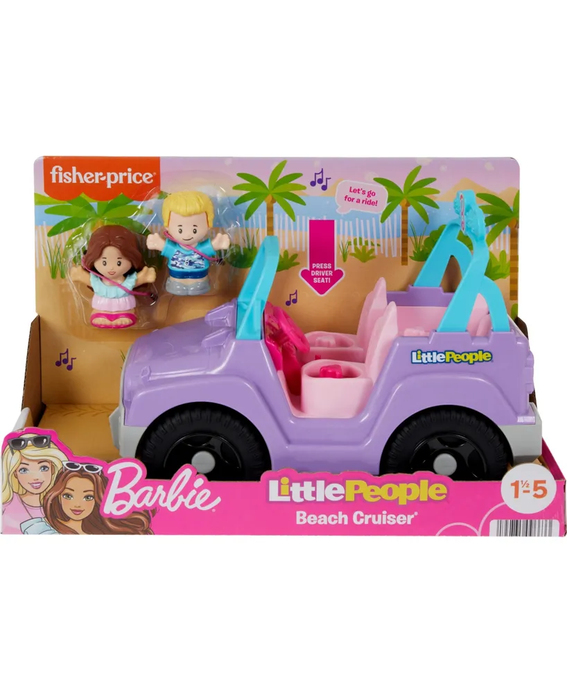 Fisher Price Little People Barbie Beach Cruiser Toy Car with Music 2 Figures for Toddlers - Multi