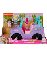 Fisher Price Little People Barbie Beach Cruiser Toy Car with Music 2 Figures for Toddlers - Multi