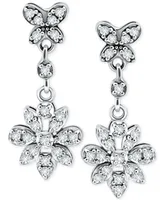 Giani Bernini Cubic Zirconia Flower Drop Earrings in Sterling Silver, Created for Macy's