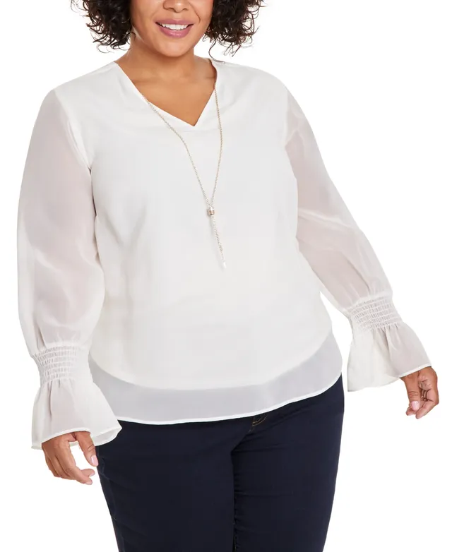 Jm Collection Petite Tier-Sleeve Necklace Top, Created for Macy's