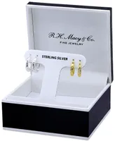 2-Pc. Set Textured Small Huggie Hoop Earrings in Sterling Silver & 18k Gold-Plate, 15mm