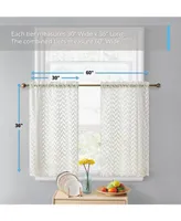 Hlc.me Herringbone Lace Sheer Kitchen Cafe Curtain Tiers for Small Windows & Bathroom