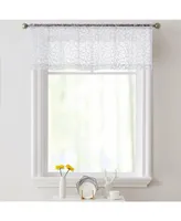 Hlc.me Audrey Embroidered Sheer Voile Window Curtain Rod Pocket Valance for Kitchen, Bedroom, Small Windows and Bathroom