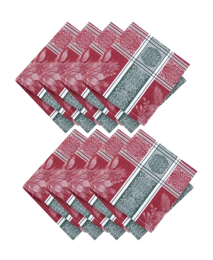 Elrene Poinsettia Plaid Jacquard Plaid Napkins, Set of 8, 17" x 17"