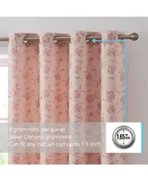 Hlc.me Zoey Burlap Flax Linen Floral Jacquard Privacy Light Filtering Transparent Window Grommet Short Thick Curtains Drapery Panels for Bedroom & Kid