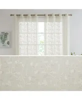 Hlc.me Joyce Floral Decorative Semi Sheer Light Filtering Grommet Window Treatment Curtain Drapery Panels for Bedroom & Living Room