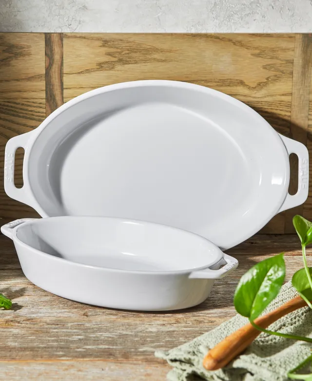 Staub Ceramic 2 Piece Oval Baking Dish Set - White