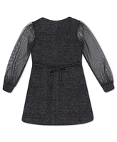 Speechless Big Girls Glitter Knit with Sheer Long Sleeves Dress
