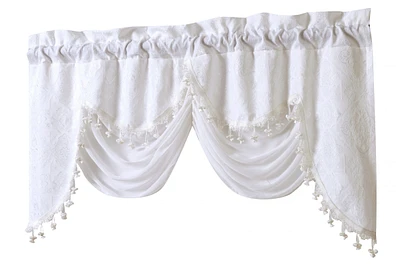 Kate Aurora Georgina Ultra Luxurious Raised Jacquard And Fringed Trimmed Austrian Window Valance Curtains