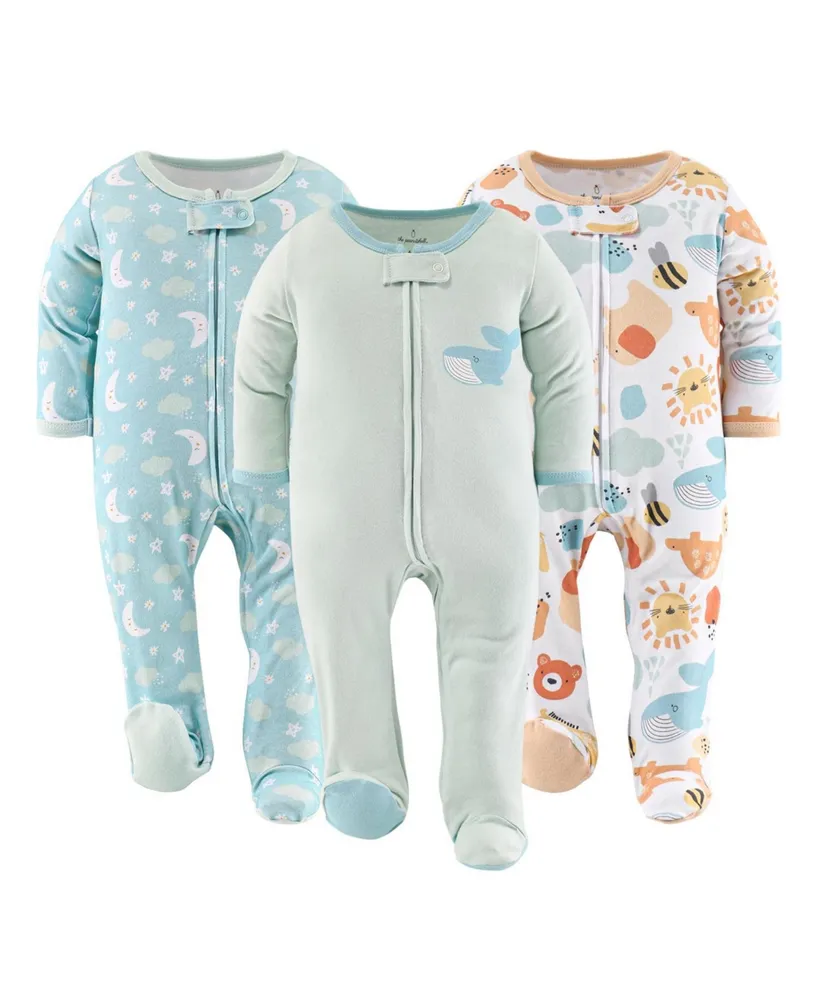 The Peanutshell Baby Girls Sunshine Neutral Footed Sleepers Girls, 3-Pack,