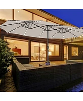 Slickblue Double-Sided Patio Umbrella with 48 Led Lights for Evening Outdoor Shade