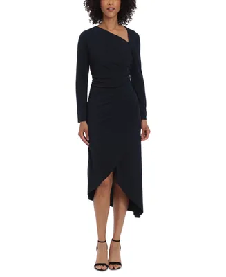 Maggy London Women's Asymmetric Side-Ruched Jersey Dress
