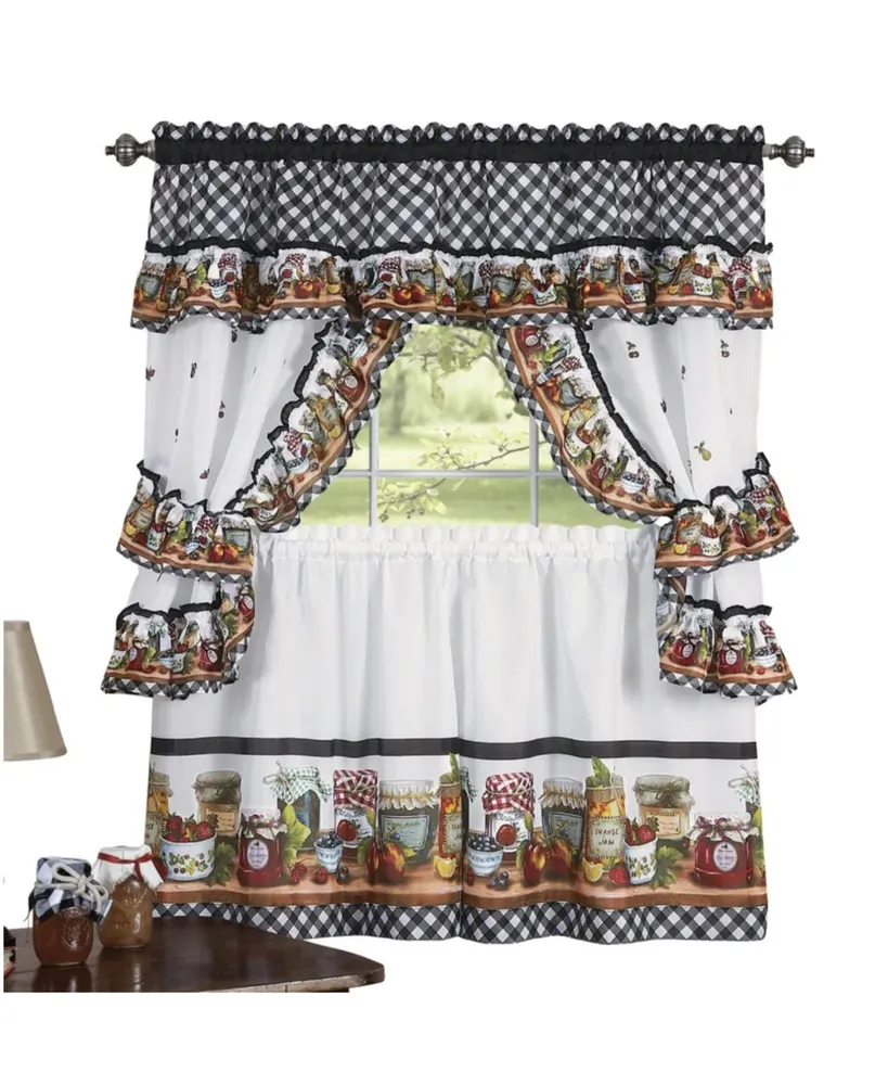 GoodGram Mason Jars Cottage Style Country Farmhouse Cafe Kitchen Curtain Swag & Tiers Set