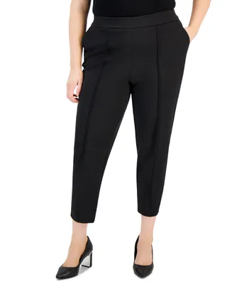 Tahari Asl Plus Ponte Mid-Rise Front-Seamed Pants