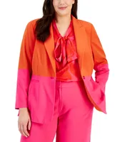 Tahari Asl Plus Colorblocked Boyfriend Blazer