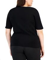 Tahari Asl Plus Crewneck Short Sleeve Top