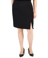 Tahari Asl Plus Slit-Front Zip-Back Pencil Skirt