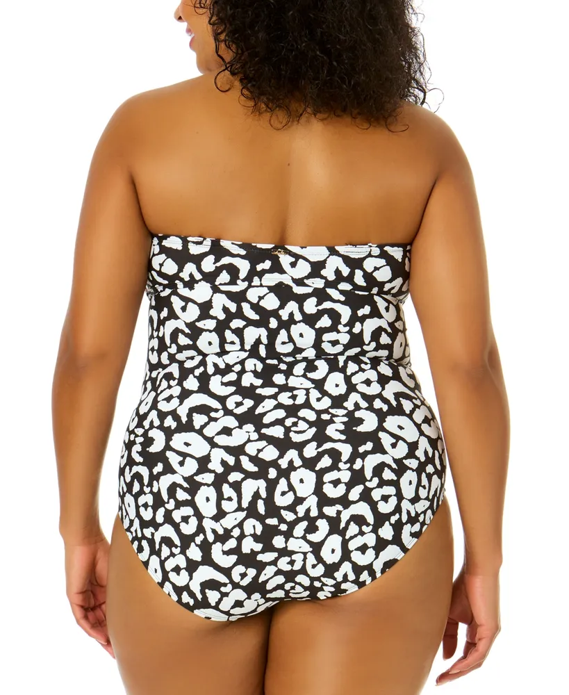 Anne Cole Plus Crossover Bandeau Ruched One Piece