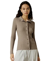 Ribbed Silk-Cashmere Blend Cardigan for Women