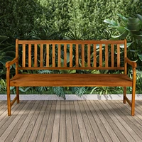 Jonathan Y Laurel Slat Back Acacia Wood Outdoor Garden Patio Bench