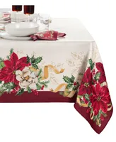 Elrene Poinsettia Garlands Engineered Tablecloth