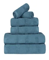 Superior Roma Ribbed Turkish Cotton Quick-Dry Solid Assorted Highly Absorbent Towel Piece Set