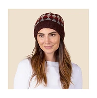 Feelgoodz Women's Artisan Hand-Knit Jaya Harlequin Wool Beanie Hat