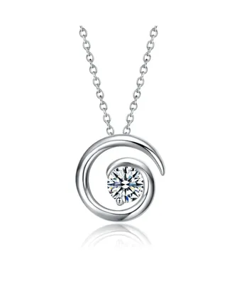 Sterling Silver White Gold Plated with 1ct Lab Created Moissanite Open Eternity Circle Swirl Pendant Necklace