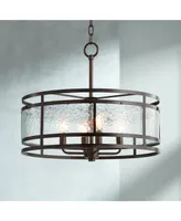 Franklin Iron Works Edinger Oil Rubbed Bronze Round Pendant Chandelier 20" Wide Rustic Industrial Clear Waterglass 4