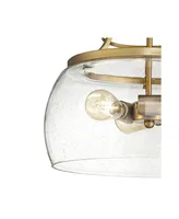 Charleston Warm Brass Pendant Chandelier 16" Wide Modern Dimmable Led Clear Seedy Glass 3