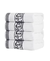 Superior Athens Cotton with Greek Scroll and Floral Pattern, 4 Piece Bath Towel Set