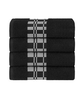 Superior Larissa Geometric Embroidered Jacquard Border Cotton -Pc. Bath Towel Set